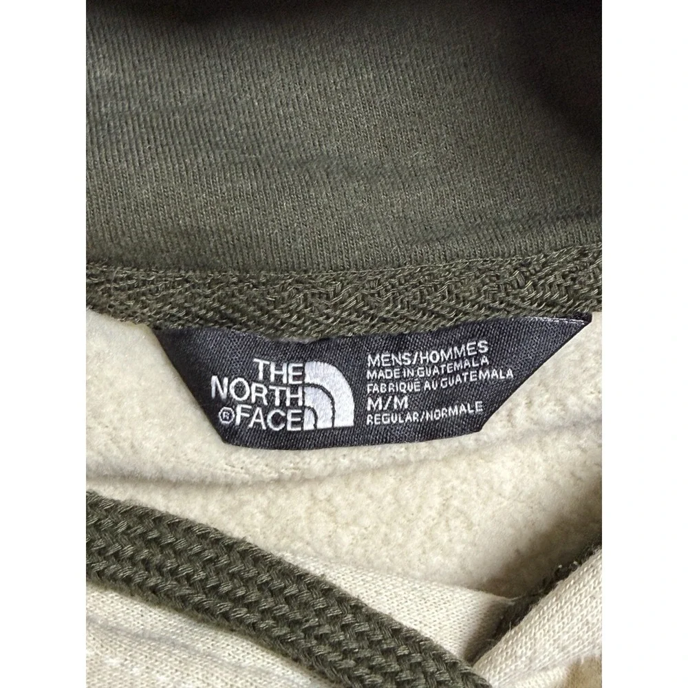 The North Face cream Mens Pullover Hoodie Medium‎ Sweatshirt graphic logo cozy